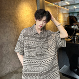 小众复古着感短袖衬衫夏新学生民族风廓形休闲衬衣CS925P48，男装衬衫，电商A070