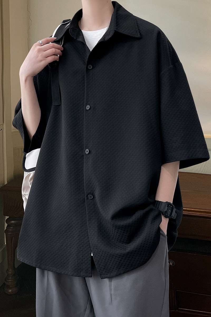 立体泡泡宽松男士短袖衬衫HS912P38,男装衬衫,电商A070