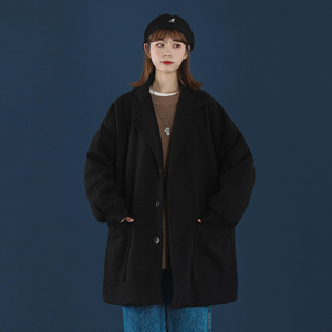 中性风特宽松风衣外套呢子中长款毛呢大衣 DY01 P110，男装风衣，电商A070