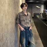 夏季小众复古着感短袖衬衫夏新学生民族风廓形休闲衬衣AS925P48，男装衬衫，电商A070