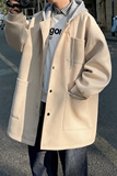 毛呢大衣宽松中长款风衣加厚夹棉男流行连帽呢大衣潮Y09P120，男装风衣，电商A070