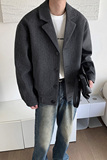 泥料西装领外套毛呢大衣秋冬男宽松短款夹克KJK122P98，男装毛呢大衣，电商A070