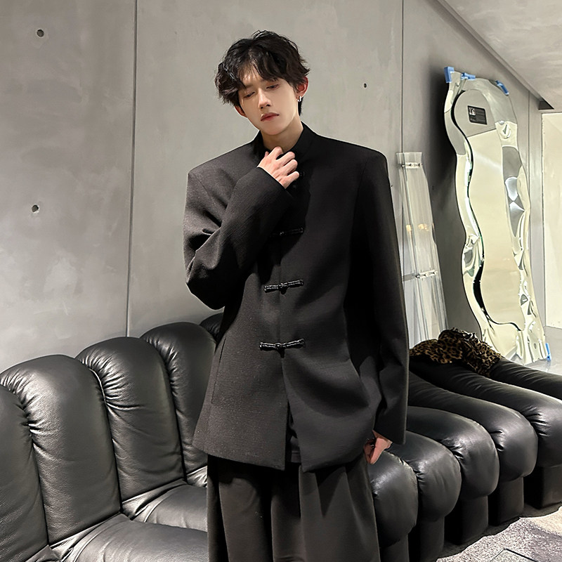 垫肩新中式盘口中山装立领西装外套风夹克小西服 JK344 P108图片
