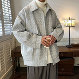 小香风冬休闲宽松翻领外套高级感男士夹克潮JK123P98控128，男装夹克，电商A070