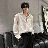 垫肩设计小众风肌理感金属宽松痞帅衬衣休闲男衬衫CS931P58，男装衬衫，电商A070