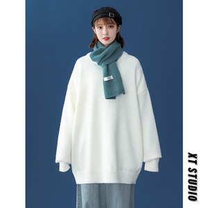 中性风纯色宽松毛线衣圆领大码毛衣 MY600 P50，男装针织衫/毛衣，电商A070