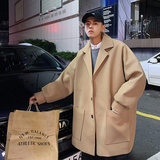 冬宽松西装领风衣帅气百搭冬外套中长款毛呢男大衣BY01P110，男装西服套装，电商A070