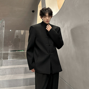 垫肩新中式盘口中山装立领西装外套风夹克小西服 JK344 P108图片