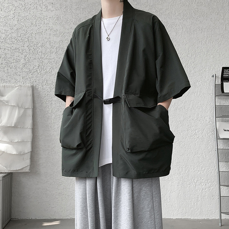 复古日系禁欲性冷淡工装风道袍禅服和服男短袖衬衫CS920P60,男装T恤,电商A070