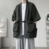 复古日系禁欲性冷淡工装风道袍禅服和服男短袖衬衫CS920P60，男装T恤，电商A070