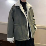 设计立体感款羊羔毛棉服毛呢大衣宽松夹克男士潮棉衣F313P128，男装夹克，电商A070