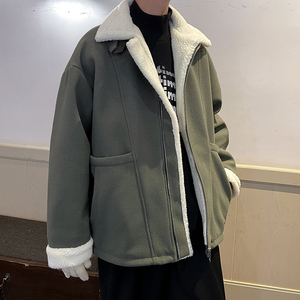 设计立体感款羊羔毛棉服 毛呢大衣宽松夹克男士潮棉衣 F313 P128图片