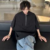 高街立领翻领肌理感tee男女短袖A1025P40，男装T恤，电商A070
