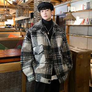 毛呢大衣oversize厚款保暖宽松外套毛绒呢子男士夹克 JK133 P108图片