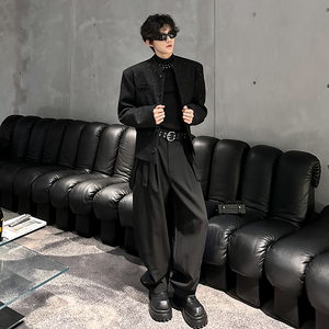 垫肩撒银呢料立领短款西装外套轻奢夜店痞夹克小西服 JK391 P118图片