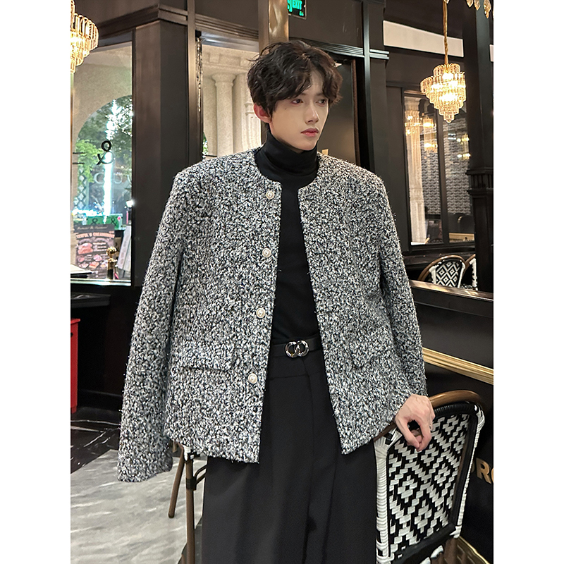 垫肩款小香风毛呢子高级感短款外套夜店轻奢潮男夹克JK357P118，商品下架区商品下架区，电商A070