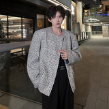 垫肩高级感小香风双排扣西服外套斜纹轻奢短款男夹克JK371P128，男装夹克，电商A070