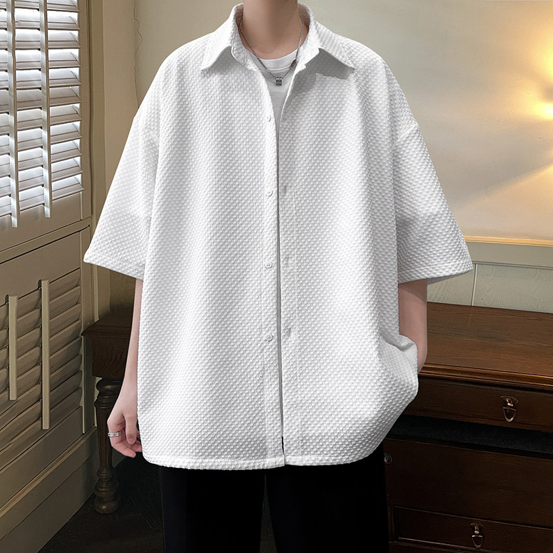 立体泡泡宽松男士短袖衬衫HS912P38,男装衬衫,电商A070