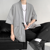 复古日系禁欲性冷淡工装风道袍禅服和服男短袖衬衫CS920P60，男装T恤，电商A070