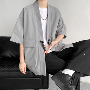 复古日系禁欲性冷淡工装风道袍禅服和服男短袖衬衫 CS920 P60图片