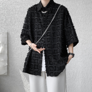 小香风 溜须个性宽松潮流情侣男衬衣衬衫 CS917 P45图片