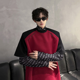 垫肩设计小众廓形撞色T恤美式高街宽松夏季潮男短袖CD1075P48，商品下架区，电商A070