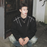 春款垫肩小众机车卫衣T恤设计高街痞帅潮男打底衫长袖CD2255P58，男装T恤，电商A070