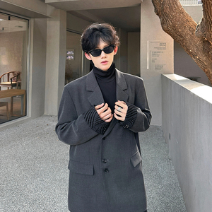 垫肩老钱风休闲西装高级感痞帅拼接外套伴郎上衣小西服 X213 P108，男装西服套装，电商A070