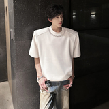 垫肩设计小香风小众重磅金属宽松T恤夏季半袖潮男短袖CD1060P48，男装T恤，电商A070