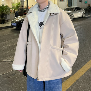 羊羔毛加厚外套男拉链宽松翻领棉袄冬季潮棉衣 MF313 P128图片