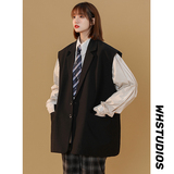 休闲西装马甲男痞帅宽松无袖中性风纯色马夹X207P65，男装西服套装，电商A070