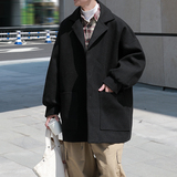 cityboy毛呢中长款特宽松风衣男士外套黑呢大衣ADY01P110，男装风衣，电商A070