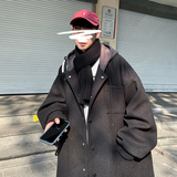 毛呢大衣宽松中长款风衣加厚夹棉男流行连帽呢大衣潮Y09P120，男装风衣，电商A070