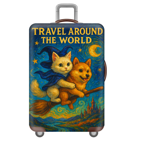 太空猫狗02狗狗弹力箱套拉杆箱旅行旅游登机行李皮箱保护罩防尘袋