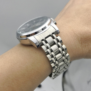 蝴蝶扣精钢20mm实心不锈钢弧口配件金属手表带 表带钢带手表链男士