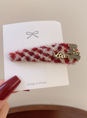 韩国灰色系重工五角星毛毛发夹少女心后脑勺盘发卡百搭发饰头