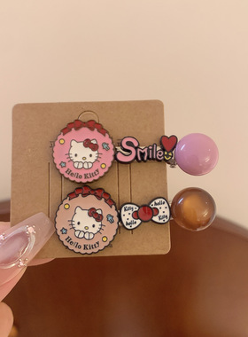 紫色爱心蝴蝶结发夹女甜美前额碎发BB夹侧边刘海边夹碎发夹