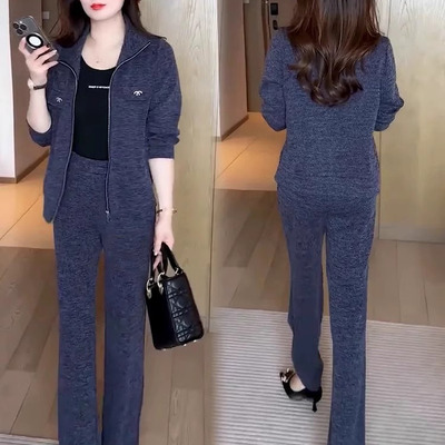 时尚套装女2025春季立领开衫外套