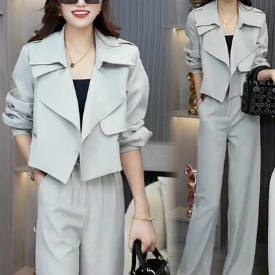 西装套装女2025春秋风衣两件套