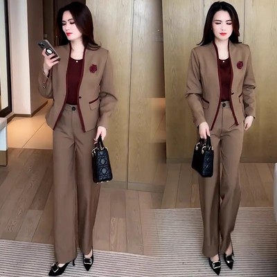 时尚套装女2025春秋西装两件套