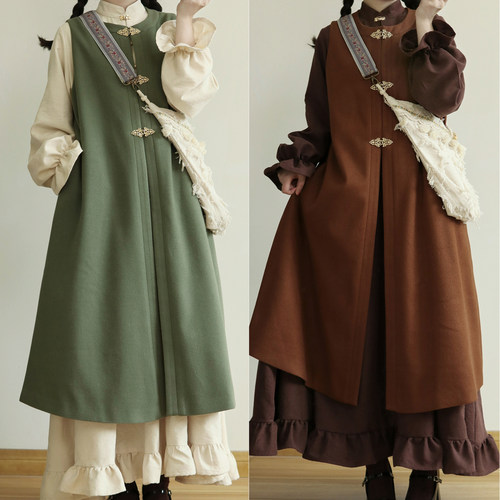 摸鱼儿改良立领连衣裙汉服套装