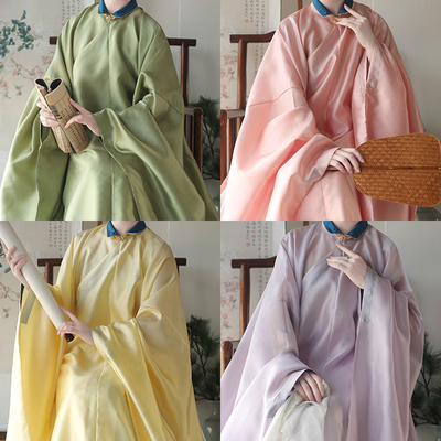 摸鱼儿明制织金纱立领斜襟长衫