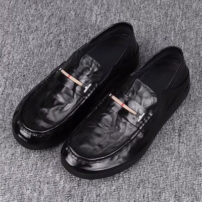 真皮豆豆鞋男款2025夏季新款乐福鞋舒适一脚蹬懒人商务休闲皮鞋子