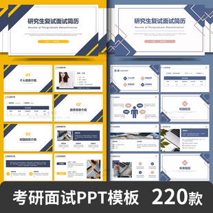 考研复试保研究生面试简约自我介绍个人简历答辩高级极简PPT模板