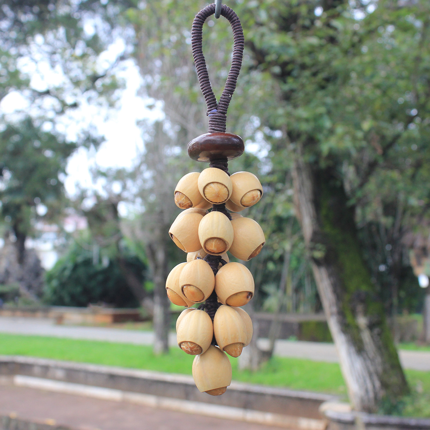 天然铁树果吊饰手工编织开口带籽凤凰蛋挂件家居装饰文玩平安摆件