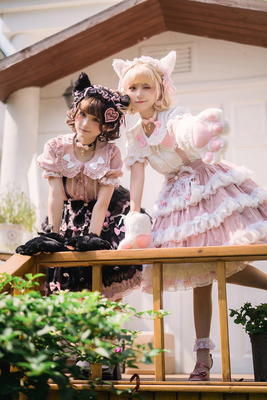 LucyAndLory小奶喵猫暗纹版刺绣版SK背带裙Lolita裙洛丽塔甜款