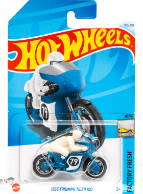 2024Q-190号1966凯旋TIGER 100蓝色风火轮火辣小跑车hotwheels