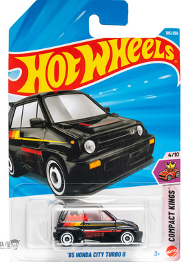 2026E-105号 '85 本田CITY TURBO II 黑色 风火轮小跑车hotwheels