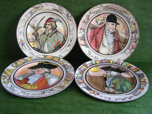 英国古董装饰瓷盘 1910~1930s ROYAL DOULTON 乡绅系列精品收藏盘