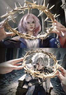 跨境定制手工制作荆棘福音王冠皇冠冕cosplay头饰哥特风鲜花装饰